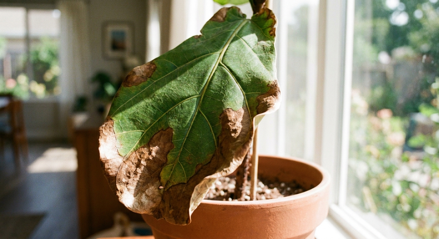 Featured image for Fiddle Leaf Fig Brown Spots: 8 Common Causes and How to Fix Them