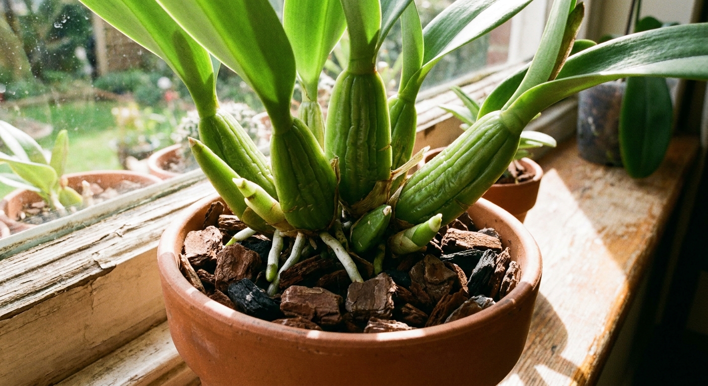 Featured image for Orchid Pseudobulbs: What They Do, When They Shrink, and How to Water