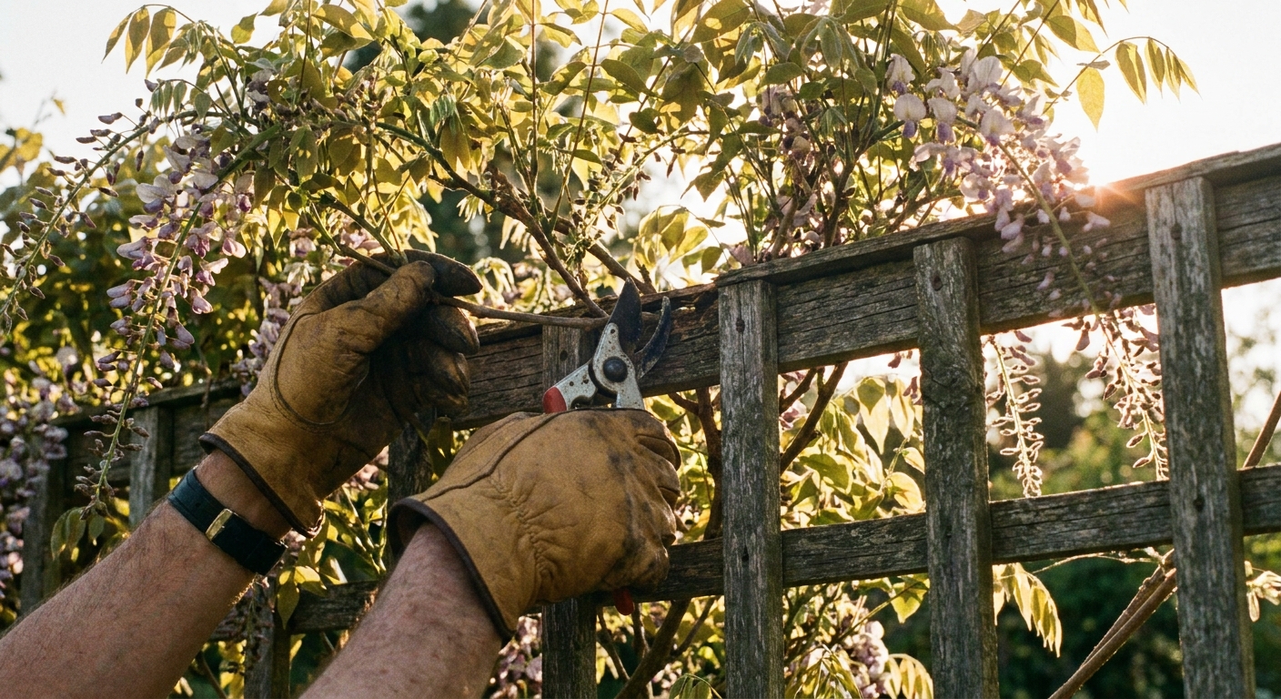 Featured image for When to Prune Wisteria (and the Two Cuts That Matter Most)