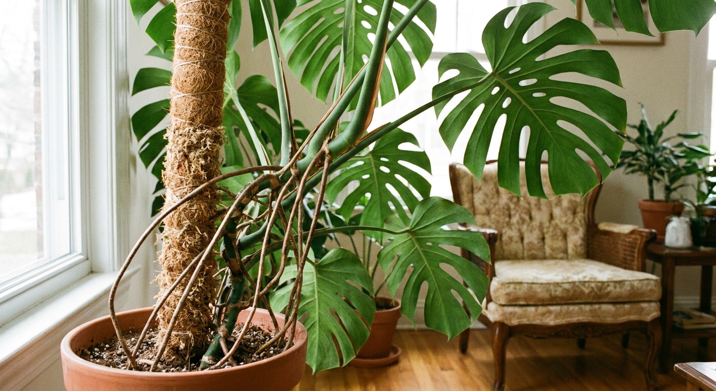 Featured image for Monstera Aerial Roots: What’s Normal, How to Train Them, and When to Cut
