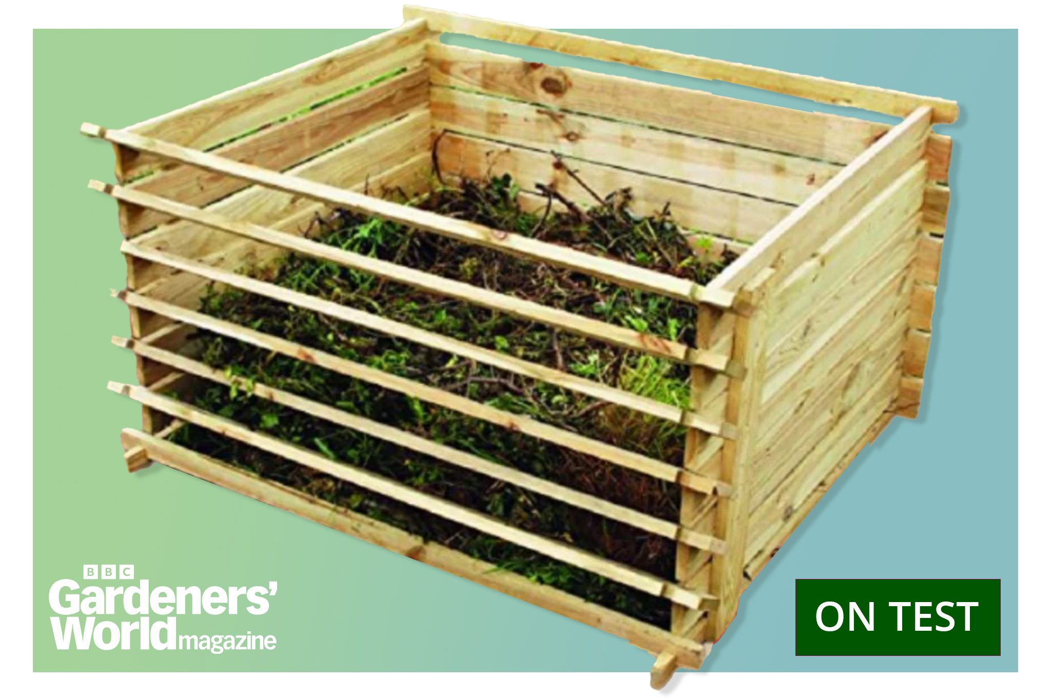 A sturdy closed compost bin with a tight-fitting lid sitting on a mulched area in a backyard garden, natural daylight photo